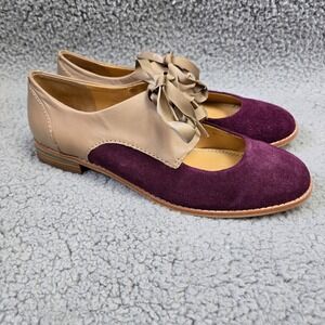 Pilcro and the Letterpress Leather Flat Shoes Womens 8.5M Purple Cutout Loafer
